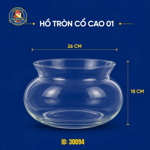 Bể cá tròn cổ cao lớn để bàn nuôi cá cảnh