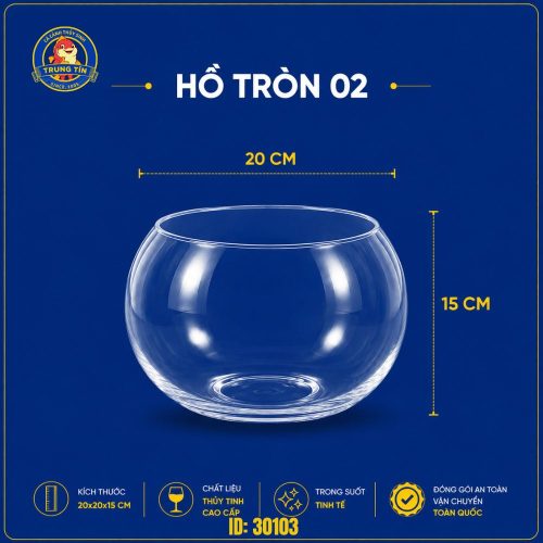 Bình tròn thủy tinh nuôi cá cảnh trang trí